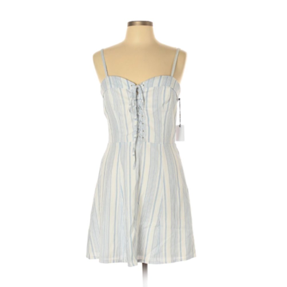 NWT REVOLVE by the way. Stripe Lace Up Dress Blue White L